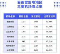 航班管家智慧出行实验室发布2019雨雪航班准点率周报