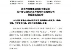 京东方A：拟以63.39亿元价位受让绵阳京东方23.7